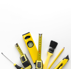 arrangement yellow tools with copy space min
